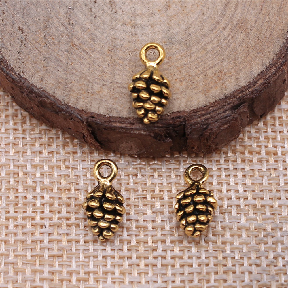Vintage Fashion Words - 40pcs 12x7x7mm(0.47x0.28x0.28inch) 5 Colors Pine Nuts