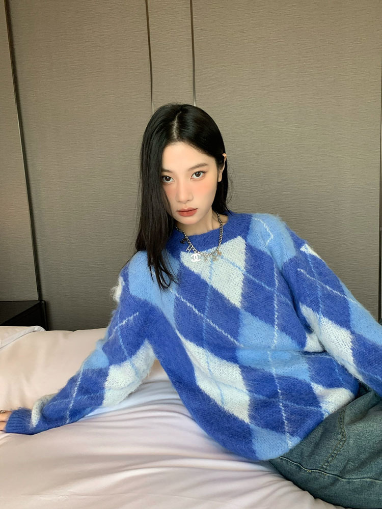 Korean Fashion Plaid Sweater O - Retro Vintage Korean Fashion 评论和价格