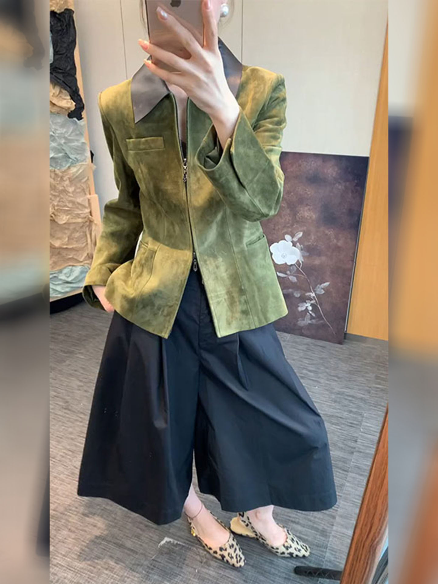 Retro Style Green Suede Jacket - Retro Vintage Korean Fashion 评论和价格