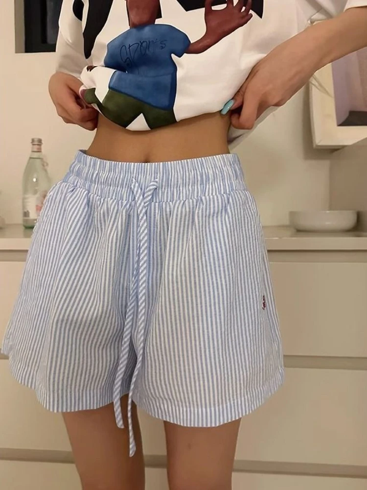 Y2k Striped Shorts Women Outwe - Retro Vintage Korean Fashion 评论和价格