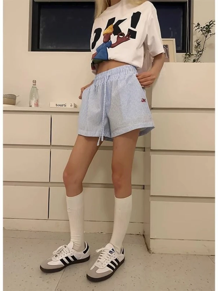 Y2k Striped Shorts Women Outwe - Retro Vintage Korean Fashion 评论和价格