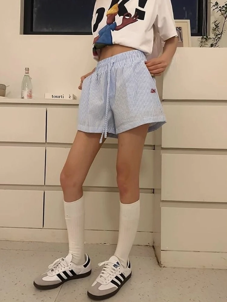 Y2k Striped Shorts Women Outwe - Retro Vintage Korean Fashion 评论和价格