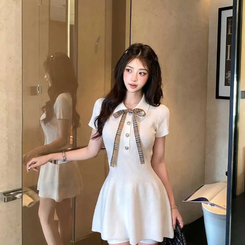 Y2k Vintage Short Sleeve Dress - Retro Vintage Korean Fashion 评论和价格