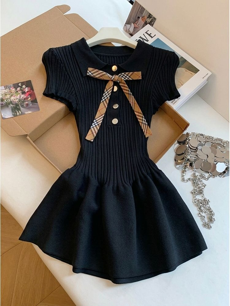 Y2k Vintage Short Sleeve Dress - Retro Vintage Korean Fashion 评论和价格