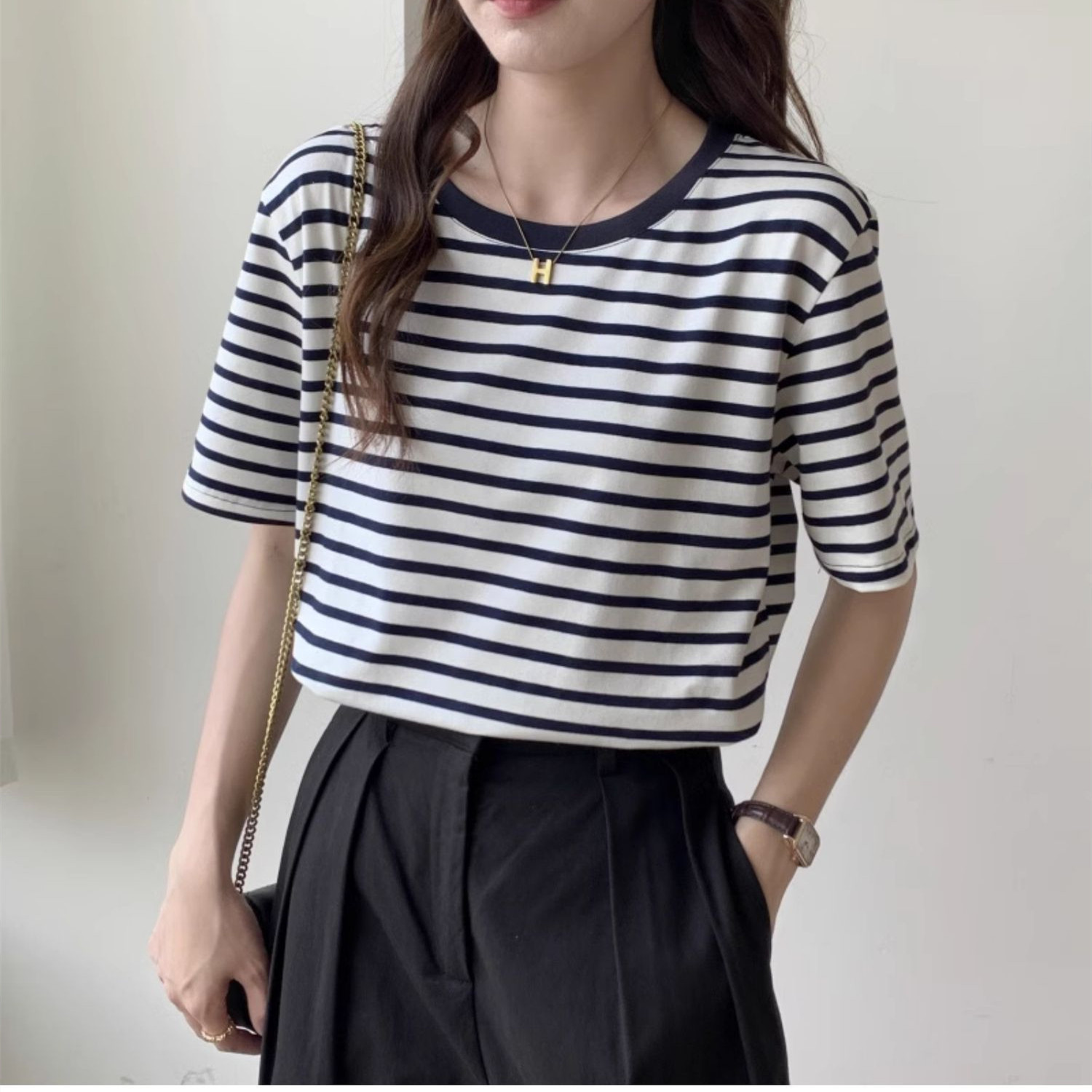 Vintage Striped T-shirt Women  - Retro Vintage Korean Fashion 评论和价格