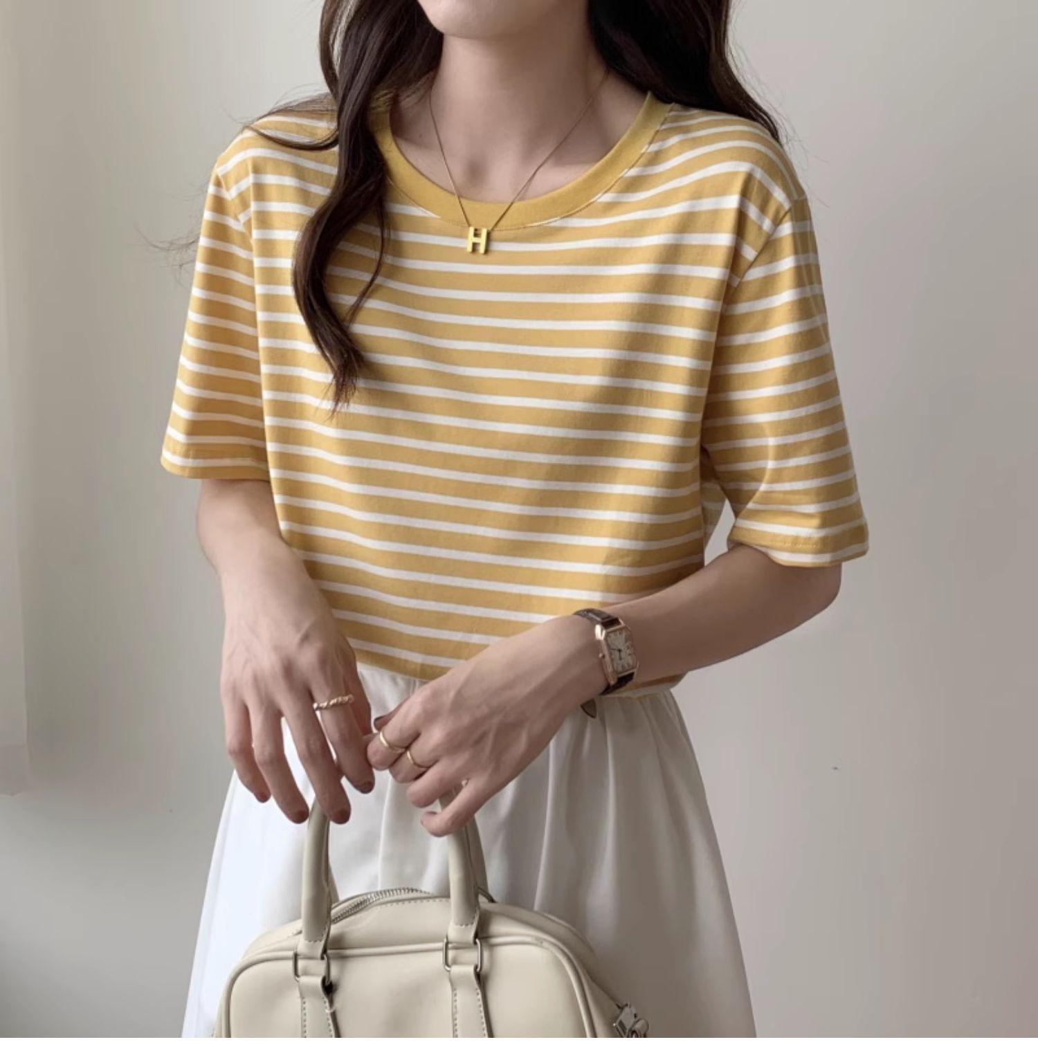 Vintage Striped T-shirt Women  - Retro Vintage Korean Fashion 评论和价格