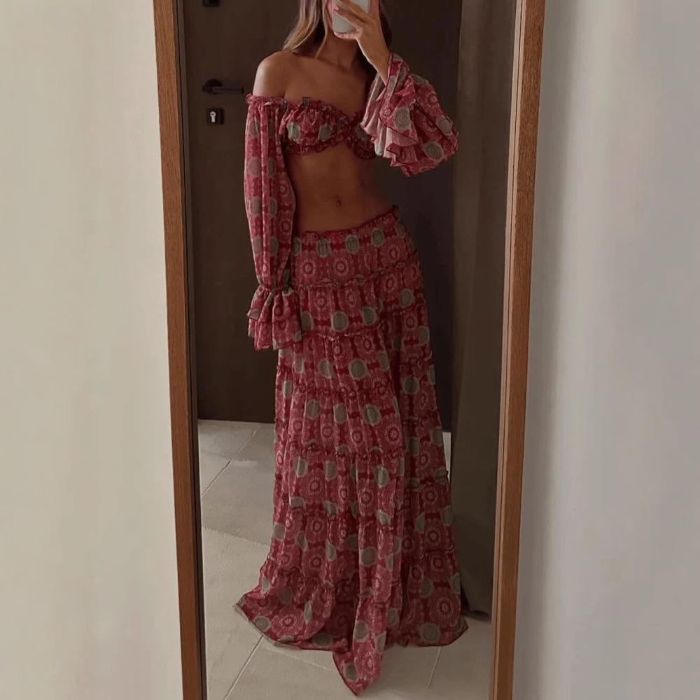 Vintage Print Skirt Two Piece  - Vintage Fashion Ai 评论和价格