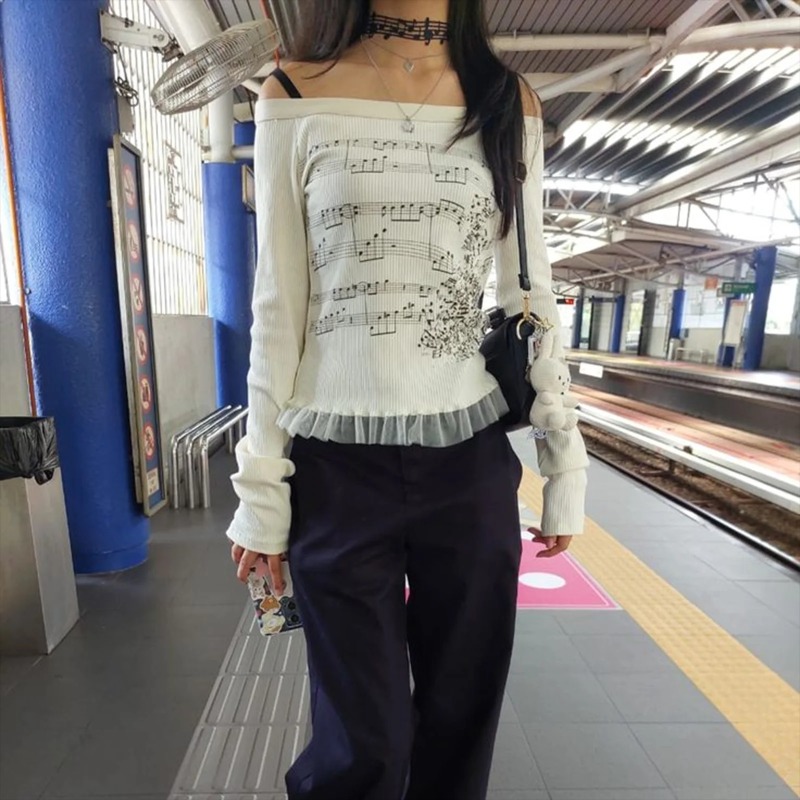 Autumn Y2K Harajuku Retro T-Sh - Retro Vintage Korean Fashion 评论和价格