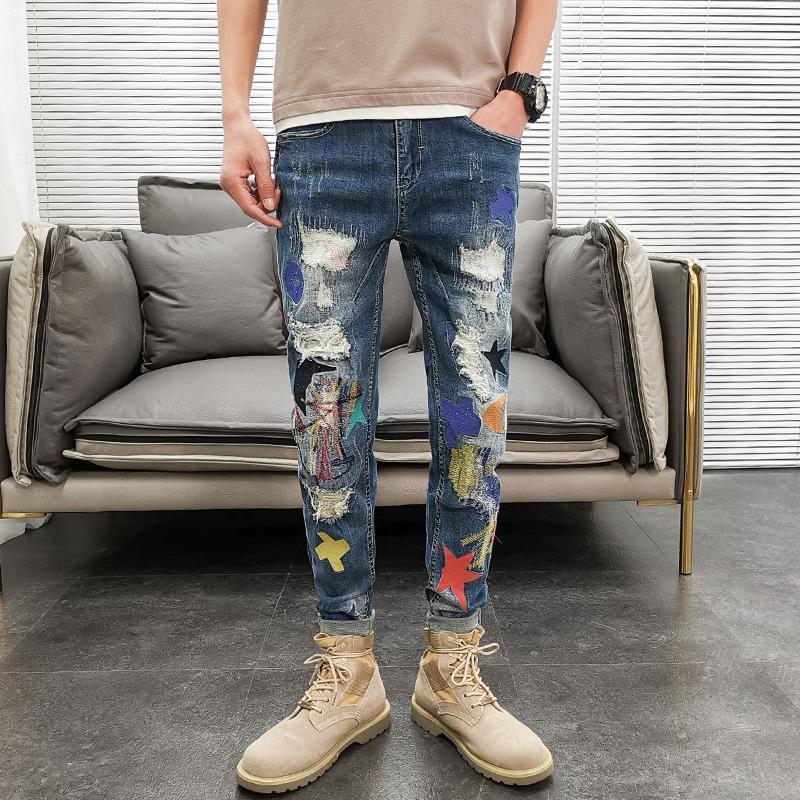 Graphic Men's Jeans Tapered Ma - Retro Vintage Korean Fashion 评论和价格