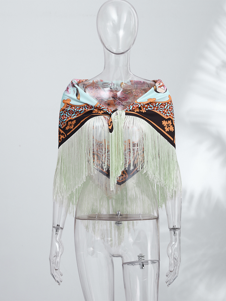 Vintage Printed Tassel Square  - Vintage Fashion Ai 评论和价格