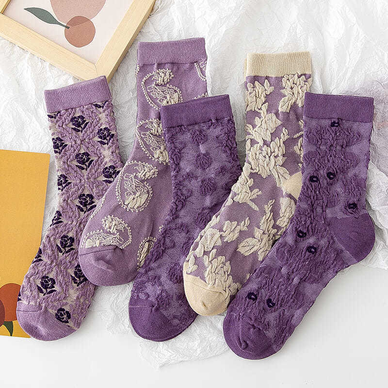 Fashion Purple Floral Embroide - Retro Vintage Korean Fashion 评论和价格