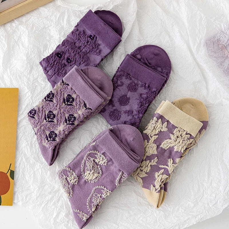 Fashion Purple Floral Embroide - Retro Vintage Korean Fashion 评论和价格